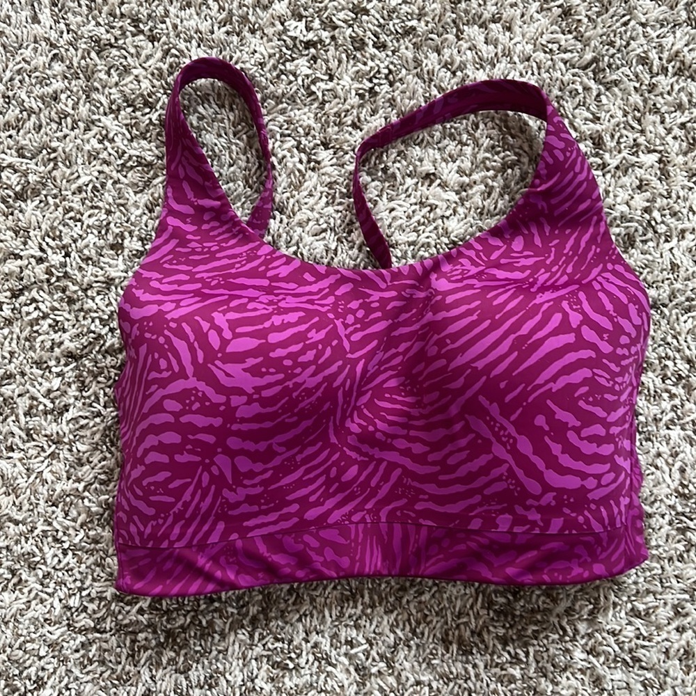 Athleta Advanced Sports Bra Animal Print Purple and Pink size 34E DD - Picture 5 of 12